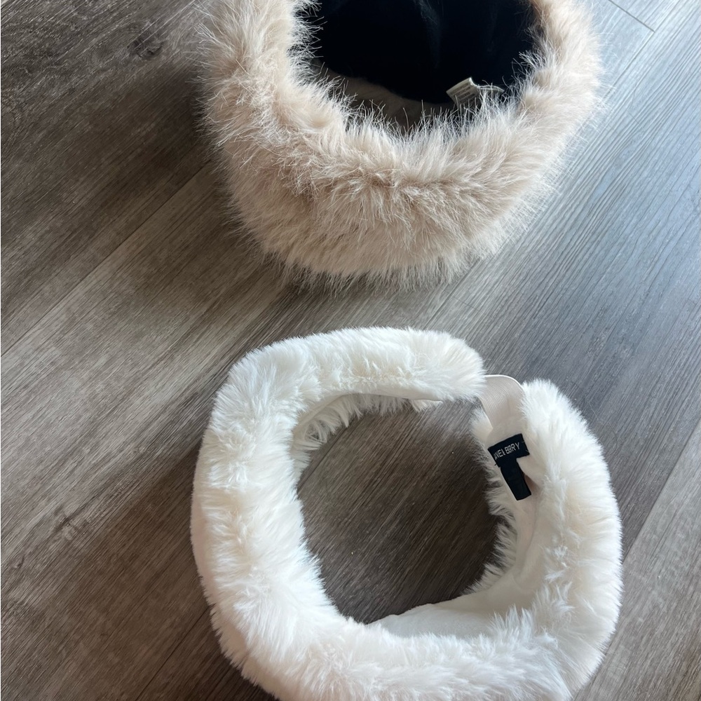 Faux Fur Headband Set - Cream and Tan
